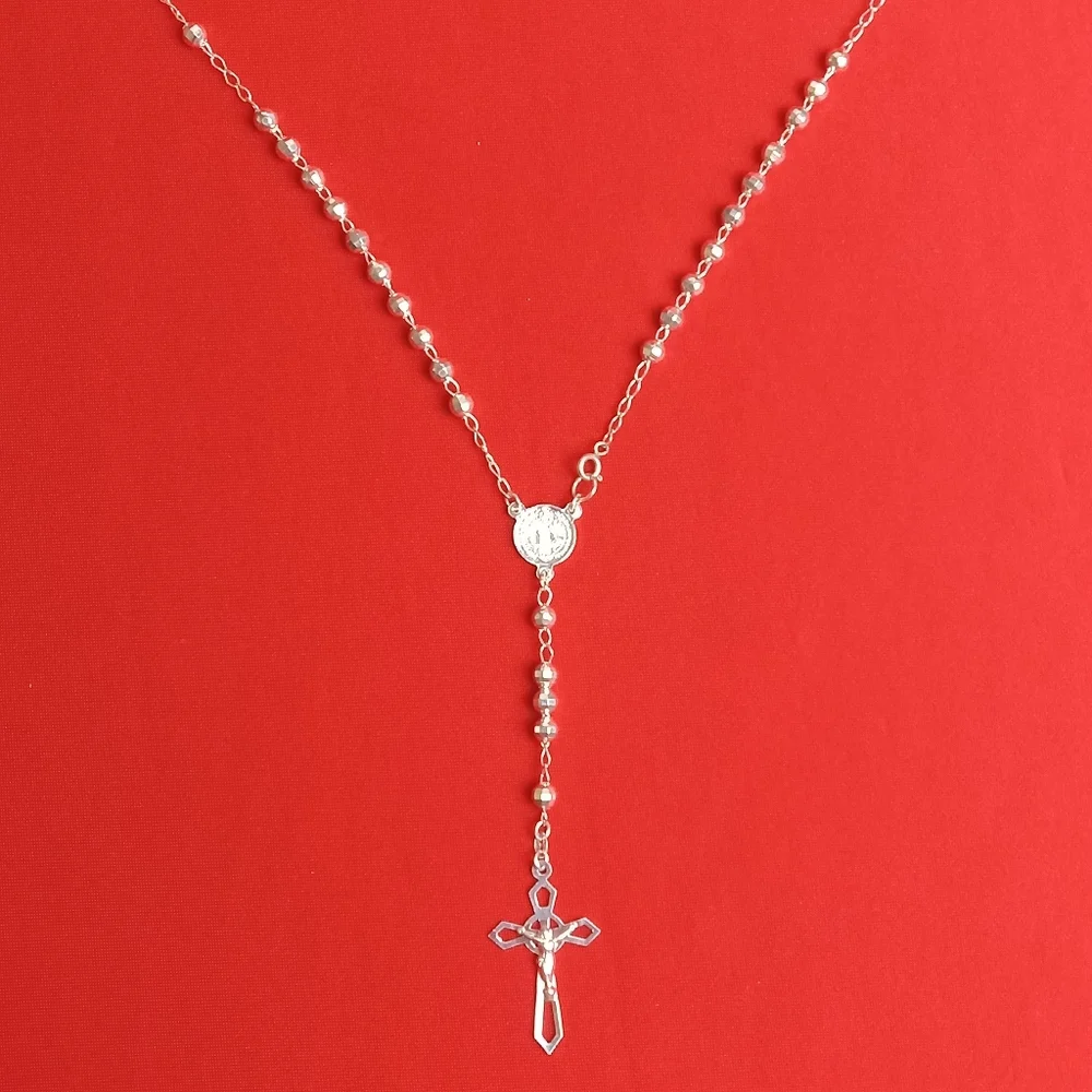 925‎ sterling SILVER men and women/Catholic ROSARIO necklace
